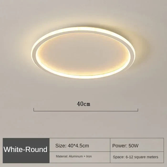 White round LED flush mount ceiling light, 40cm size, warm glow ring