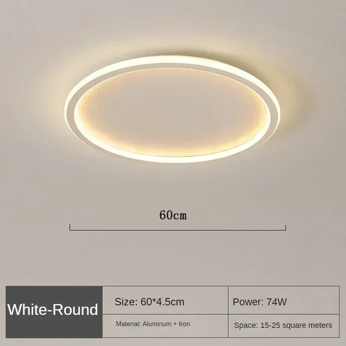 White round LED flush mount ceiling light, 60cm size, warm glow ring