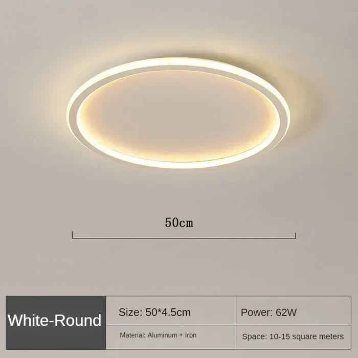 White round LED flush mount ceiling light, 50cm size, warm glow ring