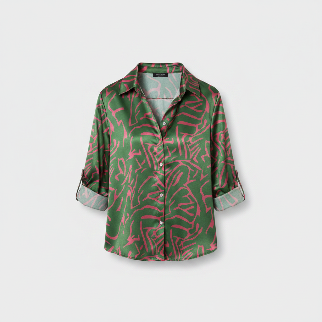 Women’s Bold Abstract Print Button-Up Blouse