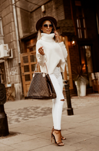 Women's Turtleneck Sweater Silver Button Sleeves | Cozy Fall Fashion