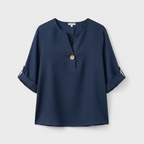 Women's Cotton Loose Fit 3/4 Sleeve Single Button Blouse