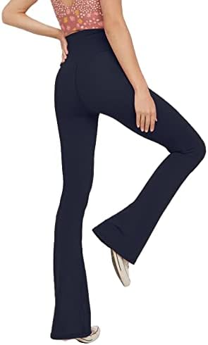 High-waisted flared yoga leggings, dark navy bootcut pants with wide flare legs