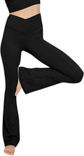 Black high-waist yoga leggings with V-shaped waist and flared bootcut legs