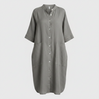 Women's Button Front Shirt Dress with Short Sleeves