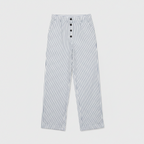 Women's Striped Wide Leg Pants with Button Detail and Relaxed Fit