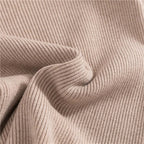 Taupe ribbed knit turtleneck sweater, folded collar and textured fabric