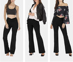 High-waisted flared yoga leggings, black bootcut pants with fitted waistband
