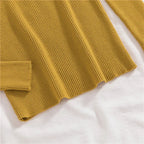 Mustard ribbed knit turtleneck sweater, long sleeves and hem detail
