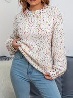 Women’s knitted confetti sweater with textured knit and crew neck, long sleeves