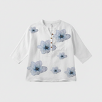 Women's Floral Print Button Front V-Neck Blouse with 3/4 Sleeves