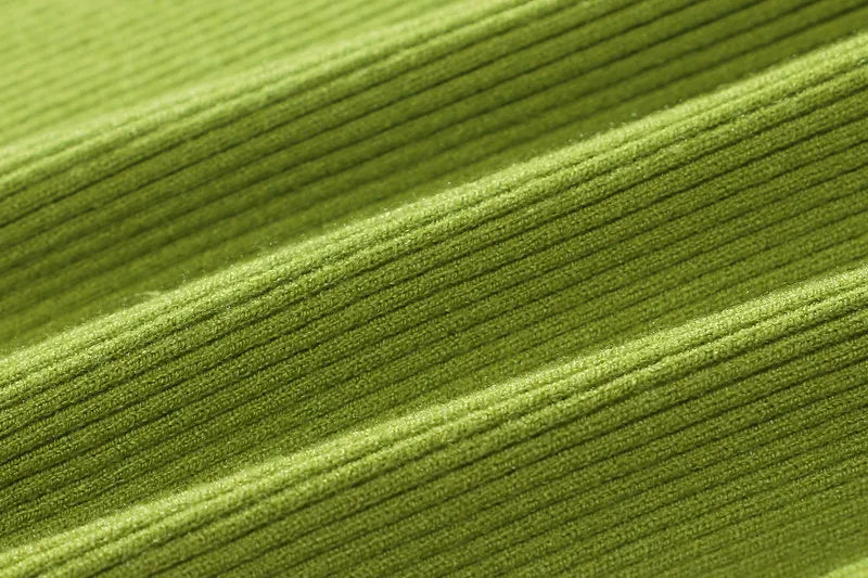 Lime green ribbed knit fabric texture for a turtleneck sweater