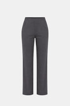 High-waist stretch straight-leg pants in dark gray with clean straight silhouette