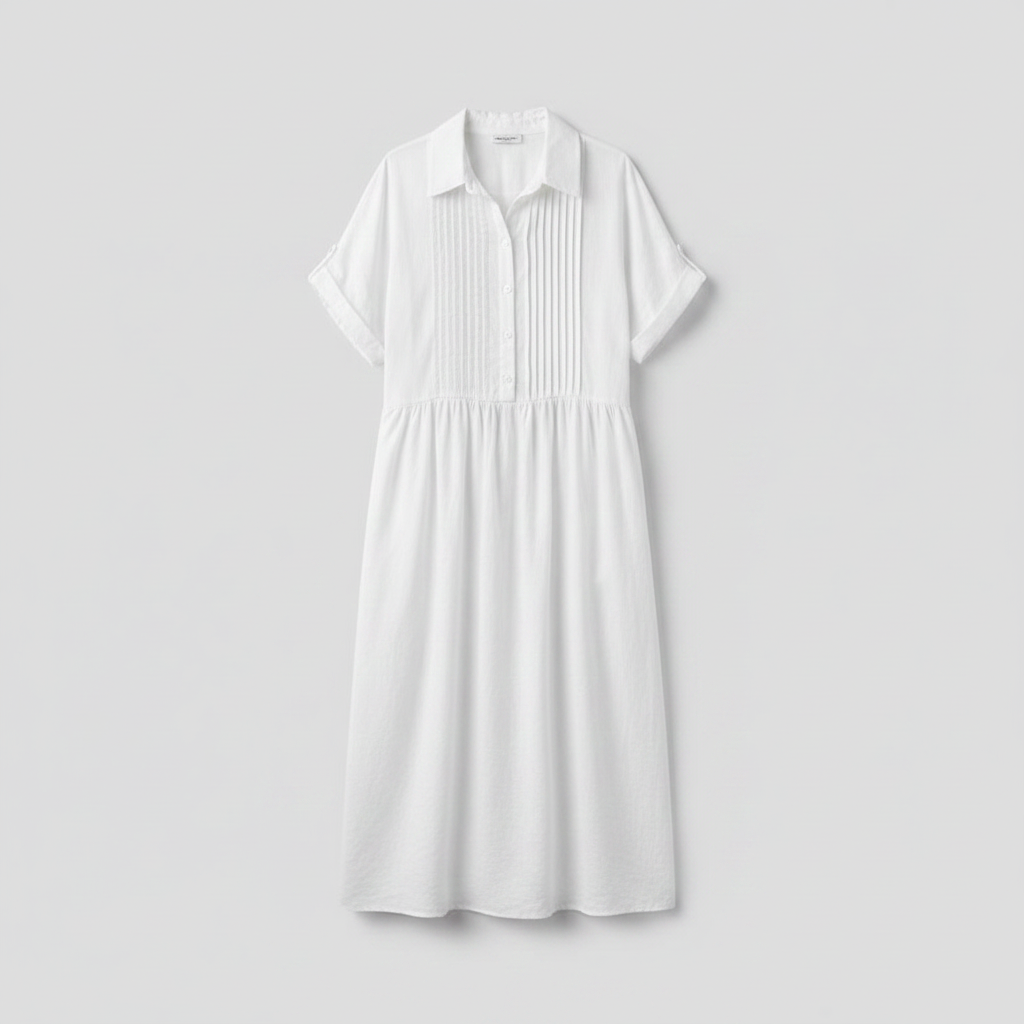Women's Cotton Button Shirt Midi Dress for Everyday Summer Style
