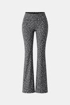 Mixed grey flared leggings with high waistband and wide bootcut legs