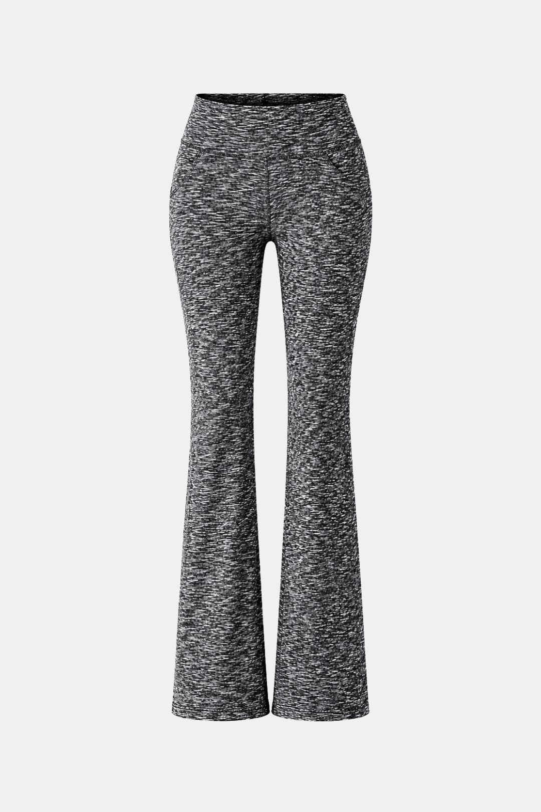 Mixed grey flared leggings with high waistband and wide bootcut legs