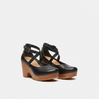 Mary Jane Vintage Platform Strap Heels with Chunky Heel