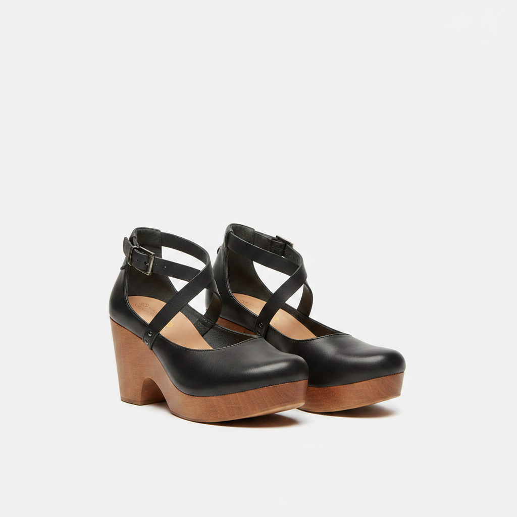 Mary Jane Vintage Platform Strap Heels with Chunky Heel