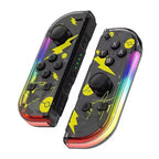 Black RGB LED handheld controllers with joystick, ABXY buttons, and rainbow light strip