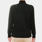 Alfhild knitted women's sweater with high collar, black knit, slim fit