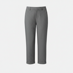 Women's ankle-length easy-fit pants, grey, flat front with belt loops