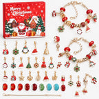 Merry Christmas charm bracelet advent calendar with red box and gold tone charm bracelets