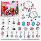 Silver charm bracelet set with two bracelets and assorted festive bead charms