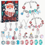 Christmas charm bracelet advent calendar with Merry Christmas box and silver blue charm bracelets