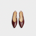 Wine red leather slingback flats with pointed toe, two shoes side by side