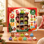 Winter blind box advent calendar with red box and 24 dumpling toy figures