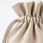 Beige fabric drawstring top on advent calendar bag