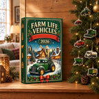 Tractor advent calendar box with green "Farm Life Vehicles 2026" cover