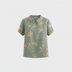 Alvea | Women's Floral Print Short Sleeve Blouse – Casual Button Detail Summer Top