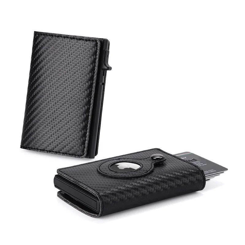 GenuWal dark textured card holder with snap button and card pocket