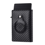 GenuWal black carbon-fiber card holder with metal snap and keychain loop