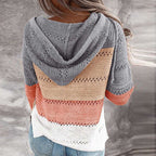 Women's Sweater Patchwork Hooded Knit Loose-Fitting | Lydia Patchwork