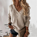 Women's Knit Sweater Oversized Soft Knit | Elegant V-Neck Casual Top