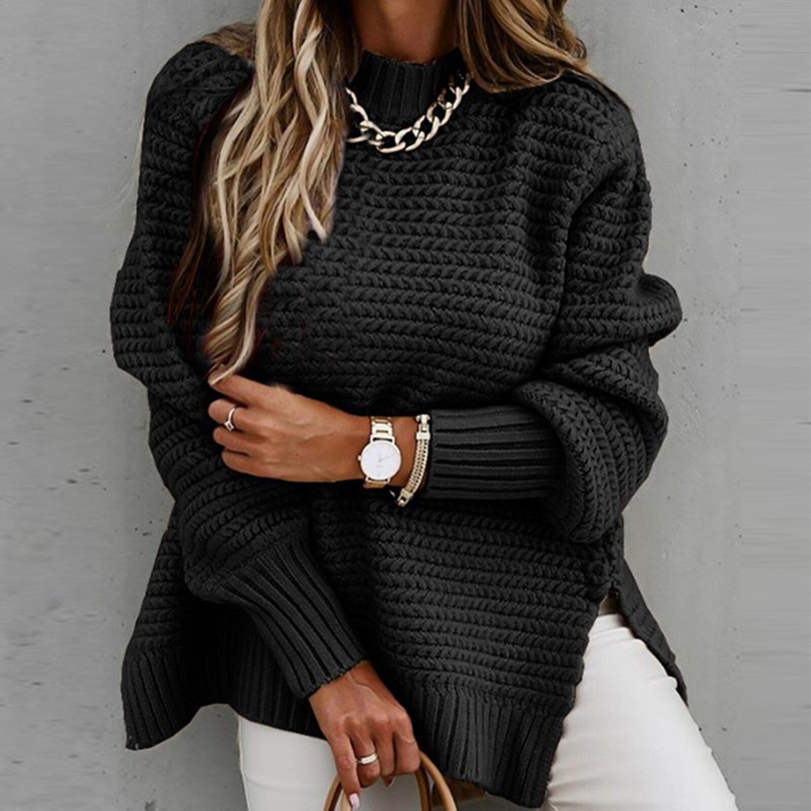 Women's Sweater Elegant Half-High Neck Knit | Knitted Autumn Sweater