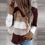 Women's Sweater Patchwork Hooded Knit Loose-Fitting | Lydia Patchwork