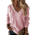 Women's Knit Sweater Oversized Soft Knit | Elegant V-Neck Casual Top