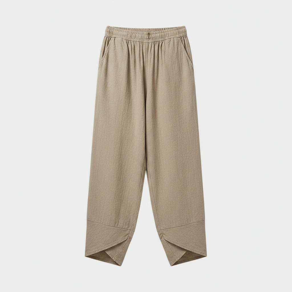 Women's Wide Leg Cropped Pants with Angled Hem