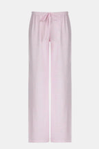 Light pink striped wide-leg trousers with elastic drawstring waist