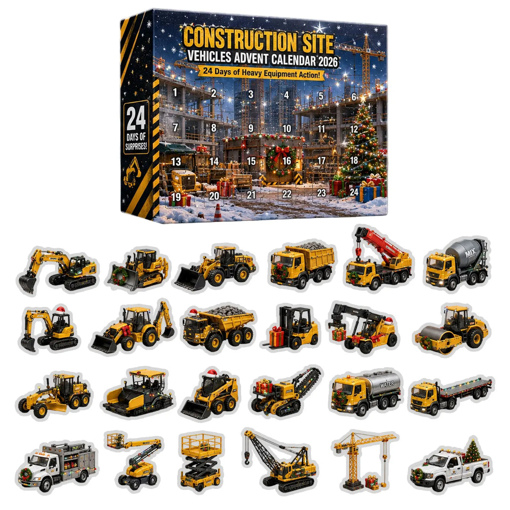 Set of construction vehicle acrylic ornaments, yellow and white machinery mini charms
