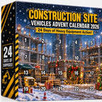 Construction site vehicles advent calendar 2026 box with numbered day windows