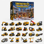 Construction site vehicles advent calendar 2026 box with mini construction vehicle ornaments