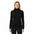 Women’s cashmere turtleneck sweater in black, long sleeves, ribbed trim
