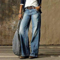 Low-rise wide-leg vintage jeans, light blue wash, belt loops and front pockets