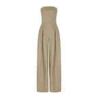 Strapless wide-leg jumpsuit, beige, strapless straight bodice with wide straight legs