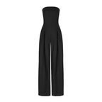 Strapless wide-leg jumpsuit, black, sleeveless strapless bodice with wide pants