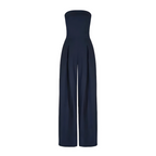 Strapless wide-leg jumpsuit, navy, strapless bodice with wide fluid pant legs